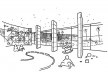 Perspectiva interna da área de recreação infantil, publicado no portfólio de vendas da época [Arquivo pessoal do sr. Roberto Dias Leal]