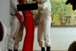 Fotograma com tarja da censura brasileira do filme “Laranja mecânica” (A Clockwork Orange, 1971), direção de Stanley Kubrick<br />Foto divulgação 
