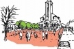 Croqui da Praça da Igreja Nossa Senhora de Santana<br />Imagem dos autores do projeto 