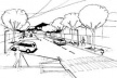 Croqui da rua Maravista, visualizando a praça Maralegre, ao fundo
  	  	 <br />Imagem do autor do projeto 