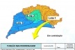 Figura 2. Demonstração dos lotes 1, 2 e 3 do PAC Saneamento, sendo o Lote 1, em laranja, o que foi beneficiado pelos recursos federais de R$ 340 MM [SMO/RIO ÁGUAS/PCRJ (2009)]