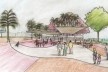 Praça da Liberdade - Releitura, perspectiva da área de alimentação, Escritório Dias Lagoa.