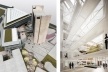 Centro de Referência em Empreendedorismo do Sebrae-MG, vista geral do conjunto e hall de circulação, 3º lugar. Arquiteto Enrique Hugo Brena, 2008<br />Desenhos escritório 