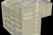 Modelo tridimensional da proposta com distribuição interna e circulação vertical<br />Imagem dos autores do projeto 
