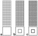 Estruturas de contraventamento para mega edifícios altos: a) tubular periférico; b) tubular treliçado + tubular central; c) tubular treliçado + núcleo central