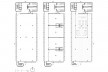 Da esquerda para a direita: planta tipo única, planta tipo subdividida, planta cobertura - café<br />Desenho do autor 