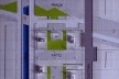 Proposta das quadras – gabaritos máximos: dez pavimentos junto às vias coletoras e seis pavimentos junto aos canais<br />Imagem dos autores do projeto 