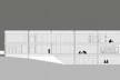 Corte longitudinal - pavimento térreo: espaço auditório, sala de música e dança; primeiro pavimento: espaço multiuso, biblioteca; pavimento superior: espaço de artes, ludoteca<br />Imagem dos autores do projeto 