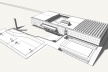 Concurso de Propostas Arquitetônicas para o futuro SESC Guarulhos, volumetria, 8º lugar. Andrade Morettin Arquitetos<br />Desenho equipe 