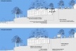 Corte 3 - situação proposta (em cima) e existente (embaixo)<br />Imagem dos autores do projeto 