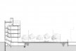 Conjunto Habitacional Fira de Barcelona – L’Hospitalet de Llobregat, corte do edifício e praça, Barcelona 2009. ONL Arquitectura<br />Imagem divulgação 