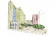Praça das Artes, croqui em perspectiva da face do complexo voltada para o Vale do Anhangabau, São Paulo. Escritório Brasil Arquitetura e arquiteto Marcos Cartum [Brasil Arquitetura]