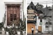 À esquerda, janela de moradia do século 18 restaurada por Rafael Larco para abrigar sua coleção, atual Museu Larco, Lima, distrito de Pueblo Libre; à direita, adaptação de antigo casarão eclético para um Cassino em Ricardo Palma, Miraflores Lima<br />Foto José Lira 