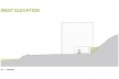 Sede da Fundação Iberê Camargo, elevação oeste. Arquiteto Álvaro Siza, 2008<br />Desenho escritório 