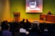 Apresentação de trabalho de Cláudio Calovi, Duas igrejas gaúchas em tempos de brutalismo, no auditório Sobral Pinto<br />Foto Michelle Schneider 