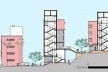 Corte (BB) transversal nos edifícios<br />Imagem do autor do projeto 