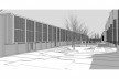 Saint Catherine’s College, vista dos pátios secundários em direção ao norte, sem as cercas vivas, Oxford, Inglaterra, 1959-1964, arquiteto Arne Jacobsen<br />Modelo tridimensional de Edson Mahfuz e Ana Karina Christ 