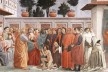La resurrezione del figlio di Teófilo e San Pietro in cattedra, pintura começada por Masaccio (1427) e concluída mais tarde por Filippino Lippi
<br />Imagem divulgação  [<i>Leon Battista Alberti, humanismo e racionalidades modernas</i>, p. 140]