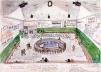 Lanchonete do SESC-Pompéia, São Paulo, 1984. Arquiteta Lina Bo Bardi com colaboração de Marcelo Ferraz e André Vainer [Arquivo do Instituto Lina Bo e P.M. Bardi]