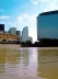 Vista parcial desde las marinas del Yacht Club Puerto Madero hacia la cabecera del Dique 1. La vista de los docks reciclados, declarados monumento histórico de la Ciudad Autónoma de Buenos Aires. A la derecha el primer edificio corporativo, sede de Teleco<br />Foto Débora Ruiz Súnico / Madero Press 