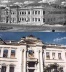 Acima: Escola de Artes e Ofícios, fundada em 1922, e edifício do internato masculino anexo. A partir de 1943, denominada Escola Industrial Hugo Taylor.  Abaixo: o edifício principal destruído por incêndio na década de 80.  [Arquivo Municipal de Santa Maria(imagem acima), arquivo pessoal (imagem abaixo)]