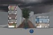 Corte em situação de cheias. Projeto Urbano do Córrego do Antonico - MMBB Arquitetos. São Paulo, 2009<br />divulgação 