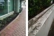 À esquerda, estrutura metálica em jardim; ferro pontiagudo instalado em canteiros, Maringá PR<br />Foto Vinícius de Moraes Ribeiro 