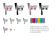 Proposta Prancha 2: Logotipo versões a cores e PB, com e sem data. Cores. Alfabeto de apoio.<br />Roberto Strauss 