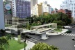 Proposta de ocupação do trecho mantido na Praça Marechal Deodoro. Vista nordeste à sudoeste<br />Imagem do autor do projeto 