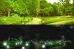 Esférica, vista geral do platô intermediário do parque, com as esféricas de dia e à noite