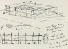 Masp, primeiros estudos dos anos 1950. Texto do croqui: "trecho più bello – struttura cemento armado dipinta rossa" (mais bonito – estrutura de concreto armado pintada de vermelho)