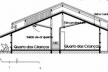 Figura 23 – Corte Transversal Casa Lar. Notar o resultado formal dos quartos e a sua relação com a casa “maior”. Notar também, o espaço para ventilação entre o forro dos compartimentos e a cobertura da casa<br />Desenho Mirian Keiko Ito Rovo 