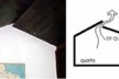 Figura 24 – À esquerda, foto mostrando detalhe do forro com abertura para saída do ar quente. À direita, esquema da ventilação<br />Foto e desenho Mirian Keiko Ito Rovo 