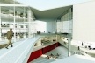 Centro de Referência em Empreendedorismo do Sebrae-MG, perspectiva interna, menção honrosa. Arquitetos Danilo Ribeiro Cardoso Terra, Juliana Assali Terra e Pedro Tuma, 2008<br />Desenho escritório 