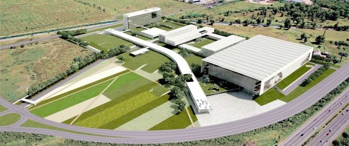 Concurso Sistema Fecomércio‐RS, vista aérea do conjunto. V.A. Arquitetura / Emerson Vidigal, 1º lugar, 2011