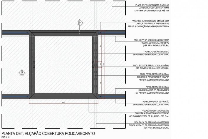 Arena da Juventude, detalhe da fixação do alçapão da cobertura em policarbonato, Parque Olímpico de Deodoro, Rio de Janeiro, RJ, Escritório Vigliecca & Associados<br />Imagem divulgação 