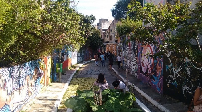 Pintura mural no Beco do Batman<br />Foto Lutero Pröscholdt Almeida 