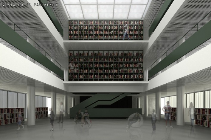 Perspectiva do 1º pavimento<br />Imagem dos autores 
