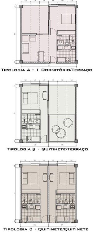 Planta tipologias<br />Imagem dos autores do projeto 