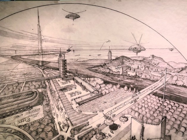 Broadacre City, Frank Lloyd Wright, mostra “The Human Insect: Antenna Architectures 1887-2017”<br />Foto Ana Tagliari / Wilson Florio, 2018 