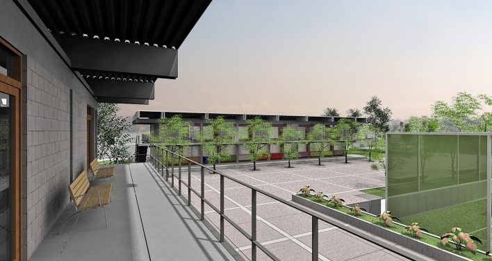 Homeless Center- “Centro de Liderança para Mulheres e Jovens” –Edson Mahfuz e Ana Paula Alcantara Gomes. Vista desde a sacada da sala de musculação. [equipe premiada]