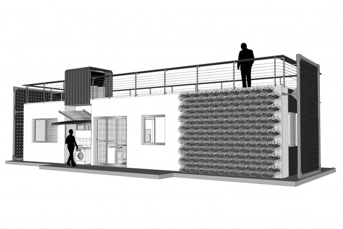Perspectiva Humanizada da Casa de Borracha de Pneu. Menção honrosa – casas térreas Concurso Público Nacional de Arquitetura para Novas Tipologias de Habitação de Interesse Social Sustentáveis<br />Autores do projeto  [escritorio premiado]