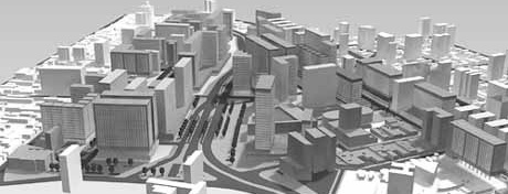 Maquete área foco - vista norte<br />Autores do projeto 