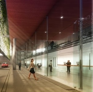 Praça de acesso - térreo<br />Desenho de Jean Grivot Avancini 