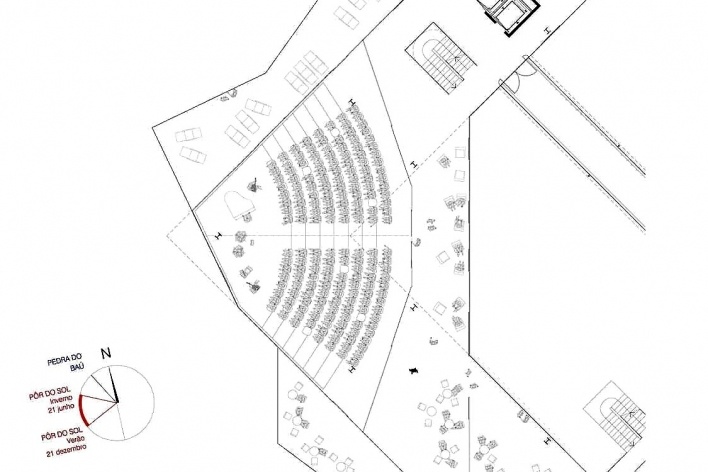 Alojamento em Campos do Jordão, disposição do auditório – bipartido, Campos do Jordão. MMBB Arquitetos, 2009<br />Desenho escritório 