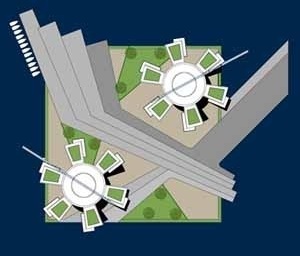 Implantação da quadra<br />Imagem dos autores do projeto 