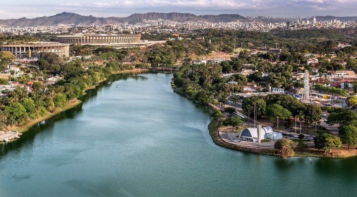Novo Mineirão, vista panorâmica, Belo Horizonte MG. Projeto de reforma e adequação para Copa 2014 do escritório BCMF Arquitetos<br />Foto Alberto Andrich / BCMF Arquitetos  [BCMF Arquitetos]