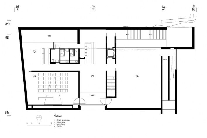 Museu de Arqueologia de Vila Real, planta nível 2<br />Desenho Escritório António Belém Lima 