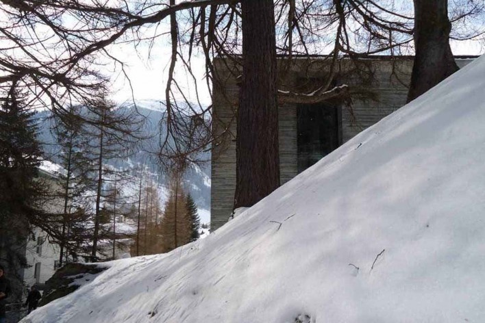 Fachada lateral, Vals, Suiça, 2013<br />Foto Márcio Costa 