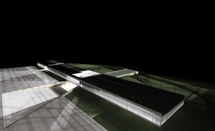 Vista noturna<br />Desenho do escritório 